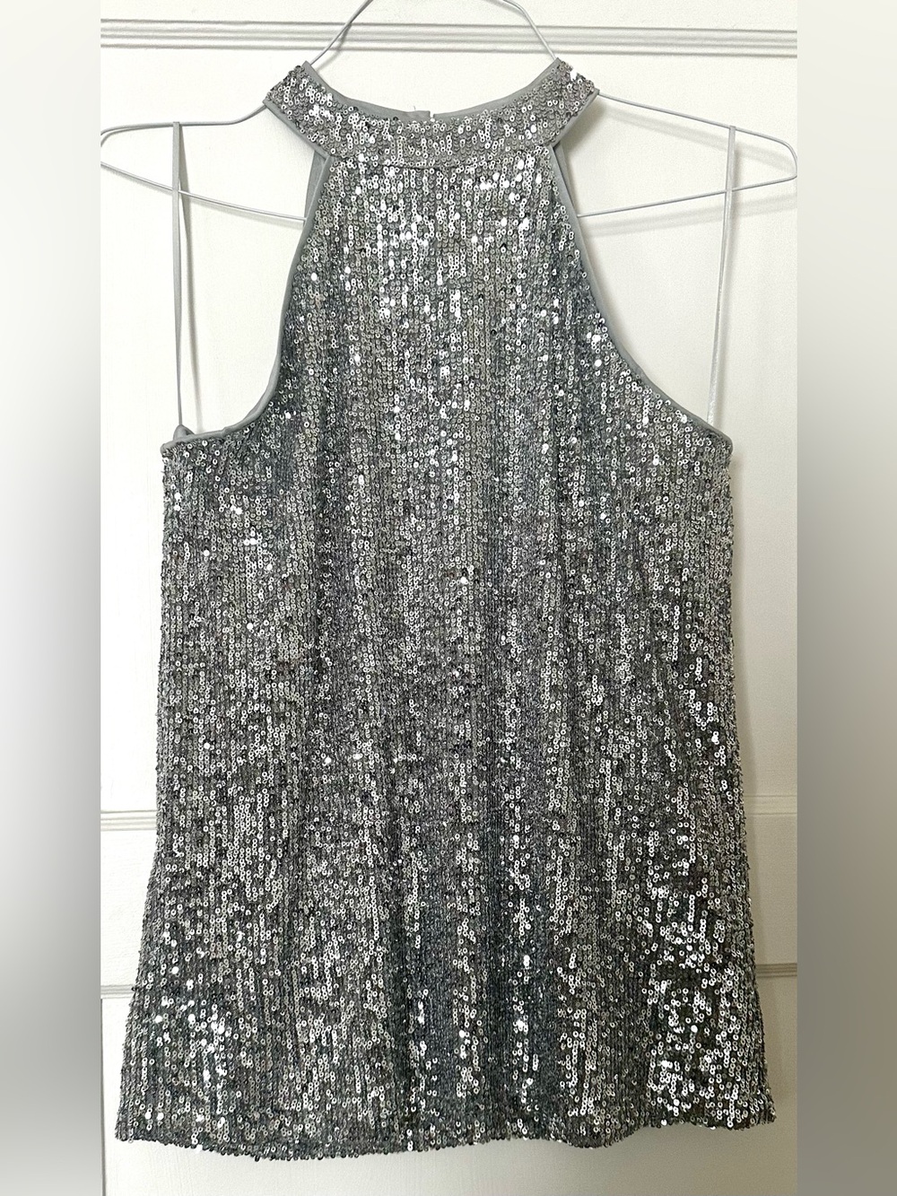 Cable & Gauge Silver Sequin Halter Tank Top